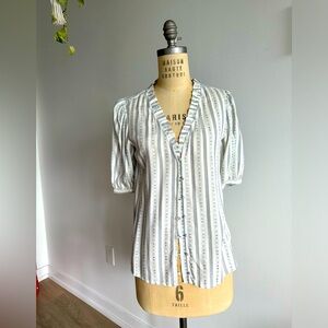 PAIGE Provence Short-Sleeve Blouse Size XS